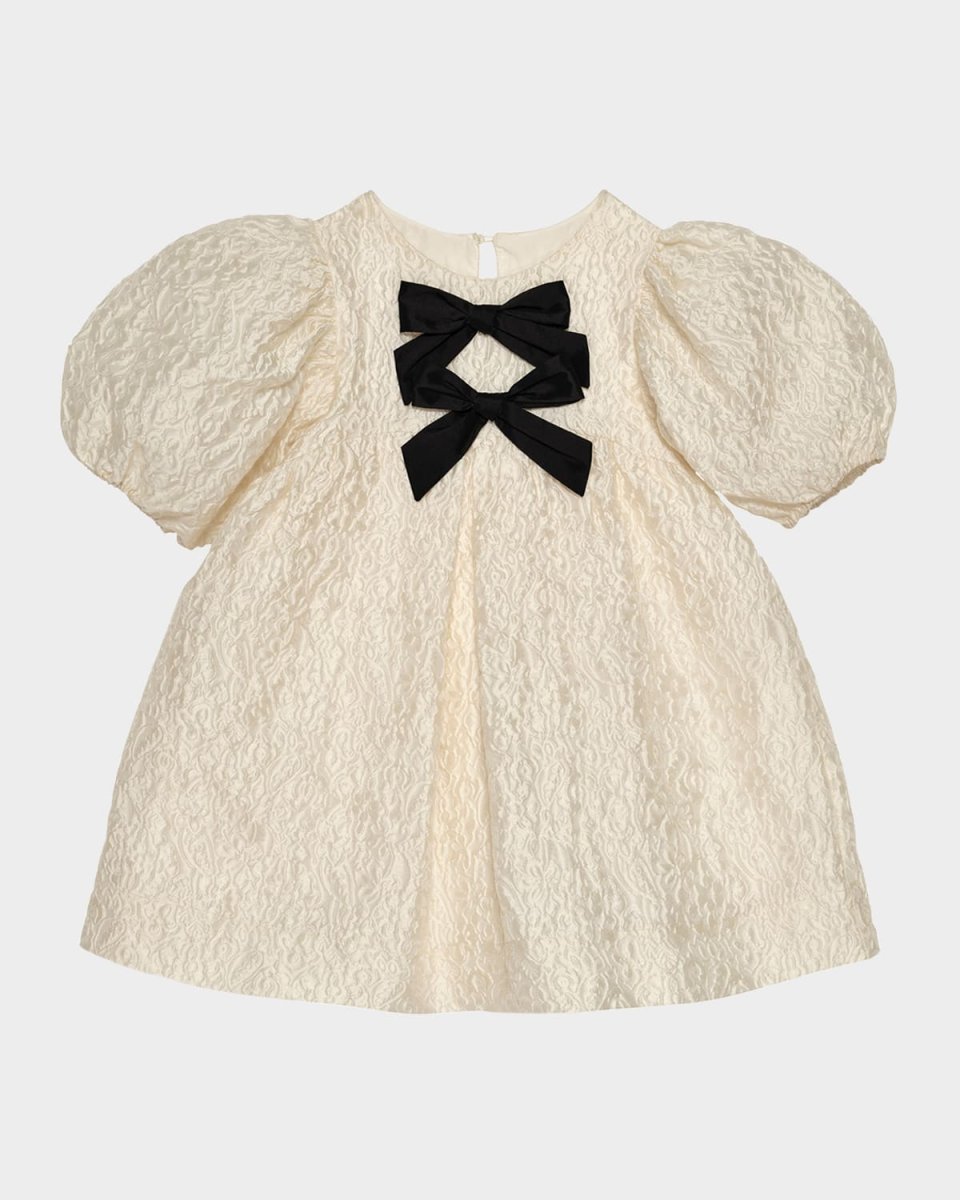 Girl's Melodie Puff Sleeve Bow Dress, Size 4-11